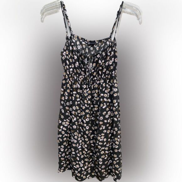 Billabong Olive Green Floral Mini Dress 100% Viscose Size Medium - Picture 1 of 5